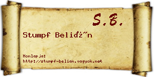 Stumpf Belián névjegykártya